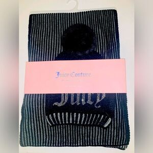 Brand New Juicy Couture Embellished Logo Hat & Scarf Black & White